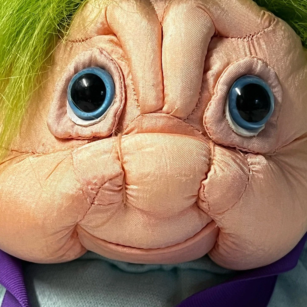 Vintage Norfin ParaCutes Troll Doll with Green Hair Tourist with Camera Plush